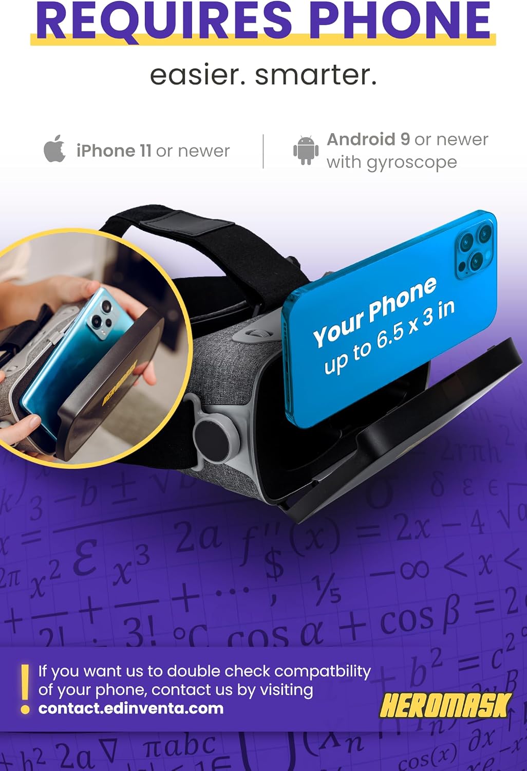 HeroMask VR Headset ＋ Math Games — Gift for Kids 5–12 — Multiplication, Times Tables, Addition, Mental Math & More | Award-Winning Virtual Reality Educational Toy for Birthday or Christmas