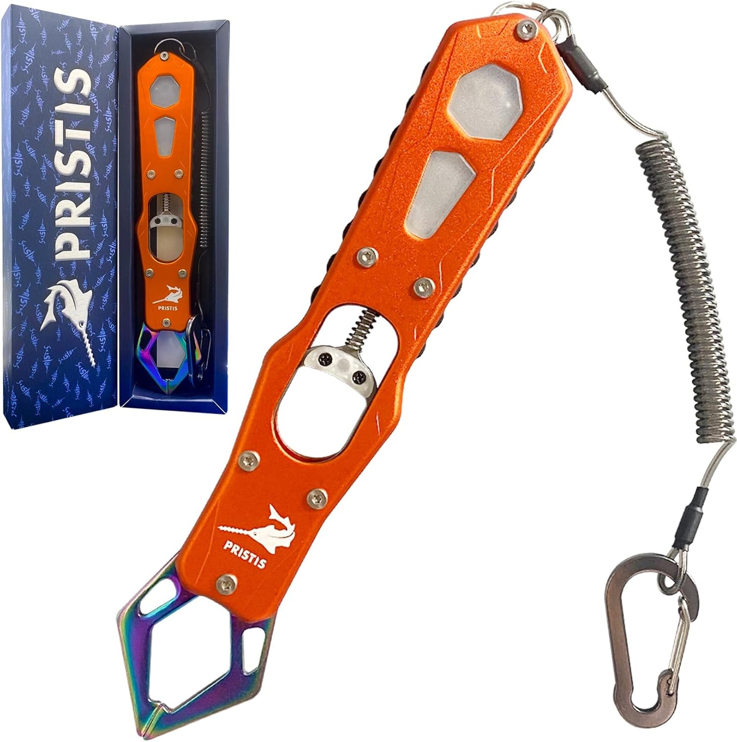 Pristis High Strength Fish Gripper, Heavy Duty Stainless Steel Fishing Lip Grabber with Lightweight Aluminum Handle, Hook Remover Holder for Caught Fish, Mouth Grab Grip Tool for Freshwater Saltwater