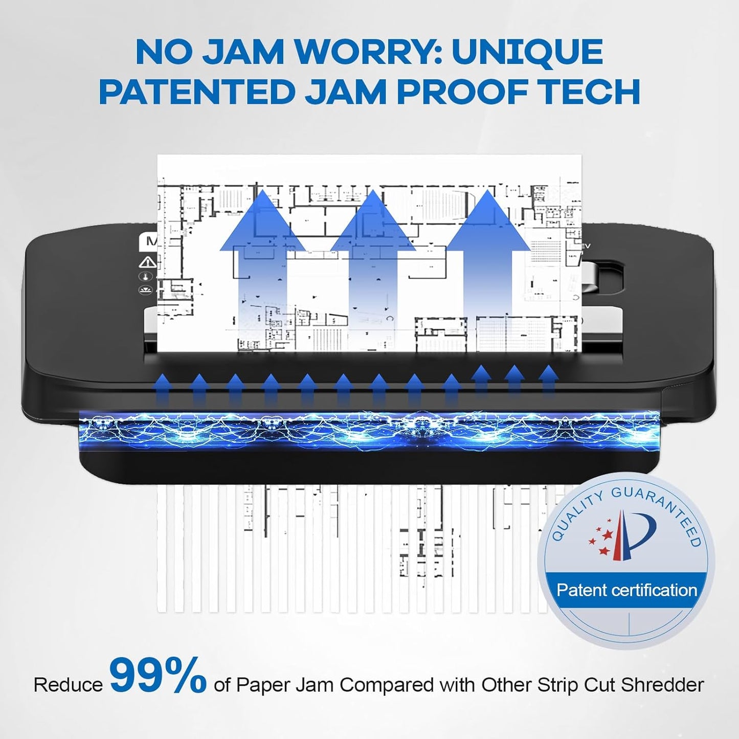 Membship 7-Sheet Strip Cut Paper Shredder | Portable Home & Office Document Shredder | Jam Proof | Overheat Protection | Black