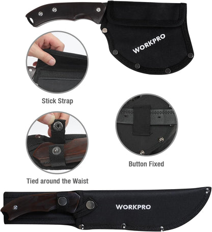 WORKPRO Axe and Fixed Blade Knife Combo Set, Full Tang, Wood Handle, for Outdoor Camping Survival Hunting Hiking, Nylon Sheath Included