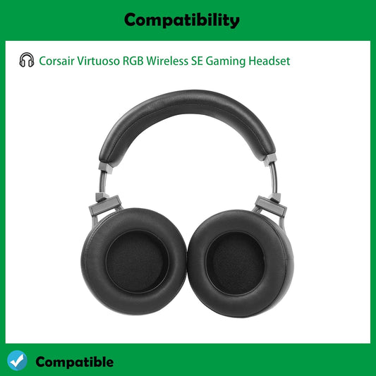 DowiTech Thickened Protein Lether Headphone Replacement Ear Pads Cushions Headset Earpads Compatible with Corsair Virtuoso RGB Wireless SE Gaming Headset - PuriLite