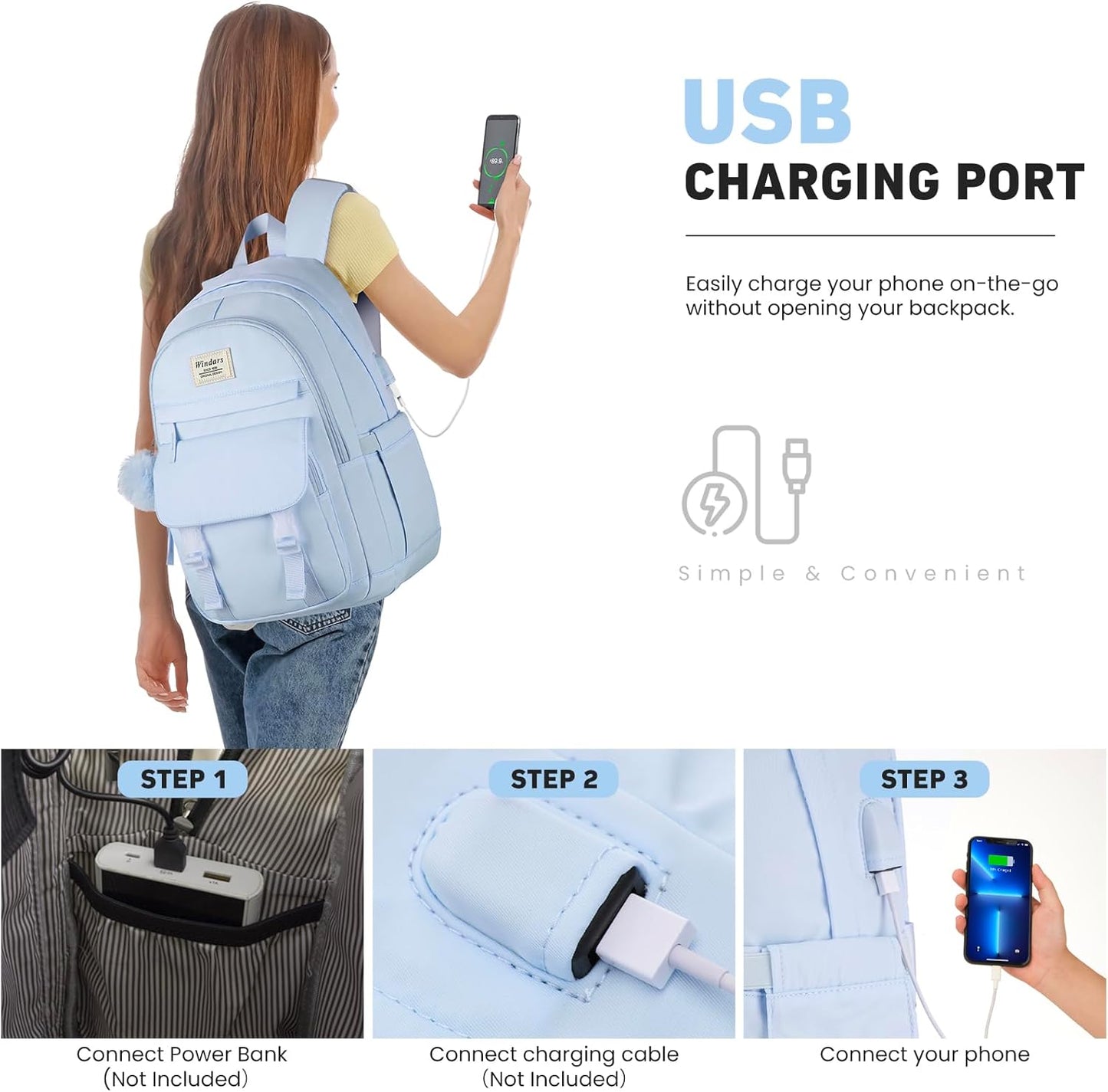 WINDARS School Backpack for Teen Girls, Cute College Backpacks for Women Students Aesthetic Bookbag Large 15.6 Inch Laptop Bag Middle School Travel Back Pack (Khaki Beige)