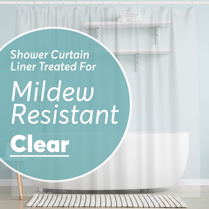 BigFoot Shower Curtain Liner - 72 x 72 Heavy Duty PEVA Shower Liner with Rustproof Metal Grommet and 3 Magnetic Weights - Non-Toxic, Odour Free and Compatible with Standard Showers, Clear