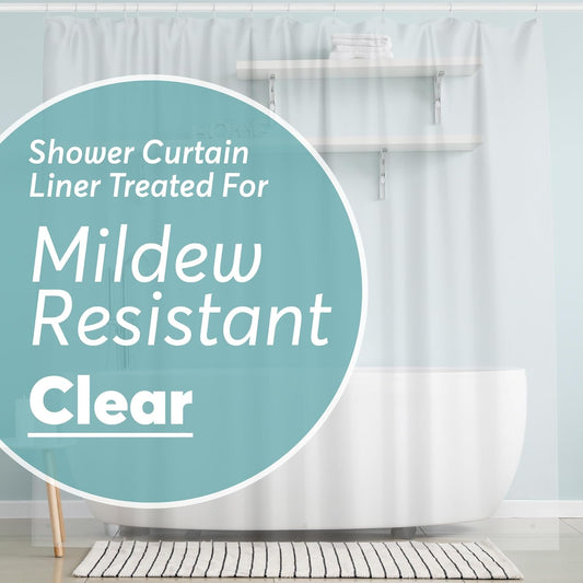 BigFoot Shower Curtain Liner - 72 x 72 Heavy Duty PEVA Shower Liner with Rustproof Metal Grommet and 3 Magnetic Weights - Non-Toxic, Odour Free and Compatible with Standard Showers, Clear