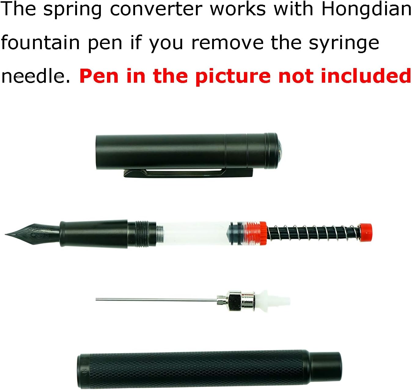Asvine 5 Pack Fountain Pen Ink Syringe Filler, Spring Converter with Removable Blunt Needle Tip