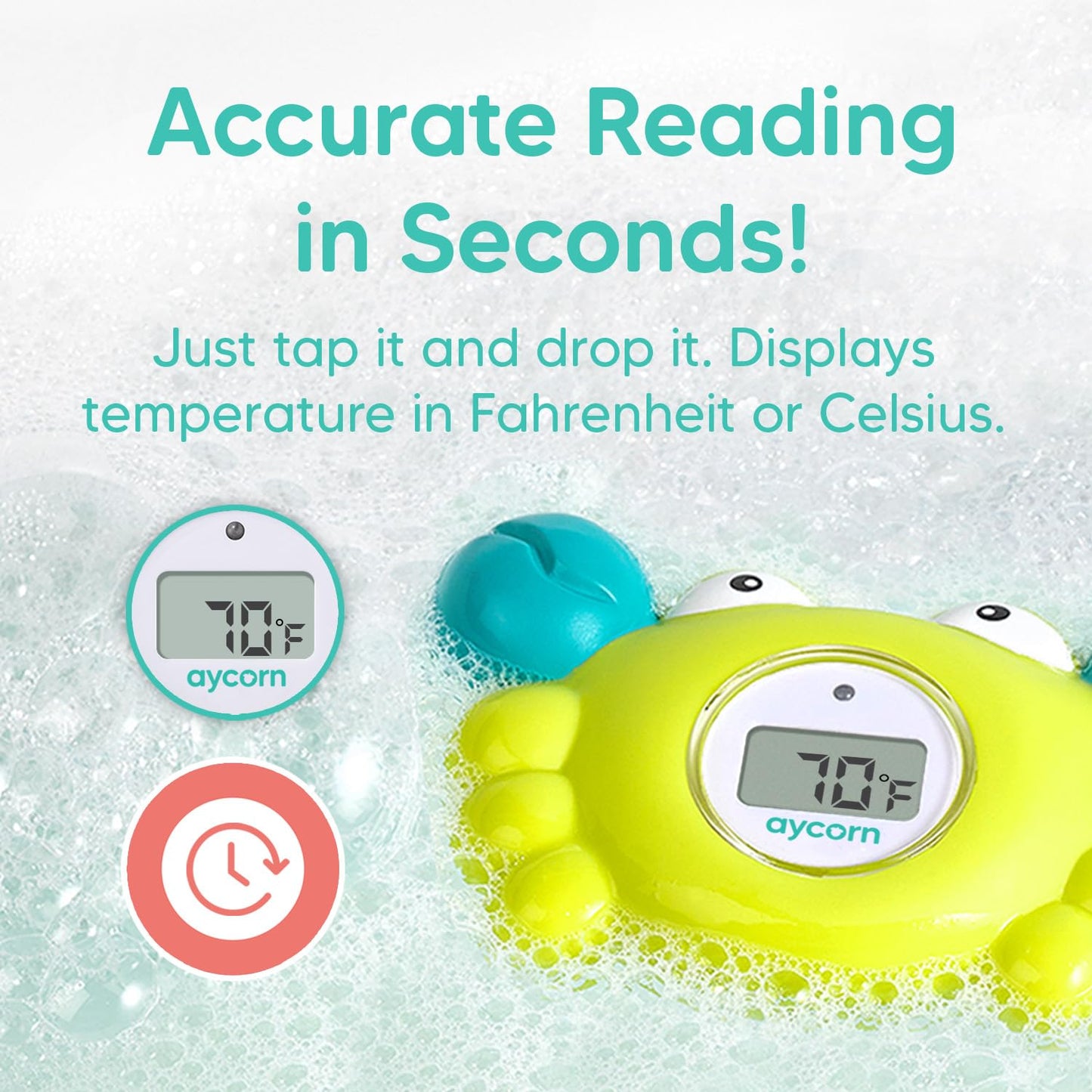 Aycorn Digital Baby Bath Thermometer Baby Safety - Celsius Water Temperature Thermometer & Room Thermometer with LED Display and Temperature Warning - Infant Baby Bath Toys Floating Toy Thermometer