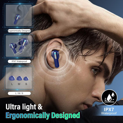 Wireless Earbuds, 2025 New Bluetooth 5.4 Ear Buds with Multifunctional Touch Screen, Bass Stereo Sound, ANC/ENC Noise-Canceling MIC, IPX7 Waterproof, 48H Bluetooth Earphones with 5 EQ Modes, Black