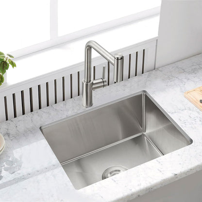 MENATT 20-inch Undermount Kitchen Sink, SUS304 Stainless Steel Handmade Single Bowl Kitchen Sink with Sink Strainer (Brushed), 20"x16"x9"