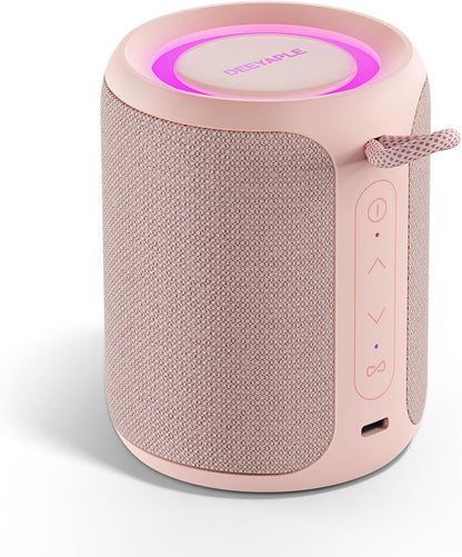 Deeyaple Portable Bluetooth Speaker, IP67 Waterproof Mini Bluetooth Speaker Wireless V5.3 with Stereo Sound,All Day,TWS Pairing,LED Light,Gift for him/her (Black)
