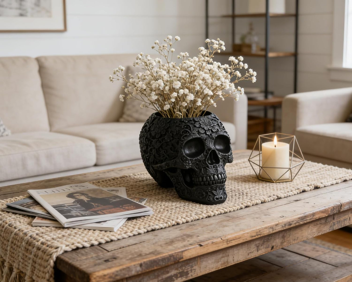 Black Skull Organizer | Makeup Brush Holder | Candy Bowl | Pen Holder | Gothic Skull Décor