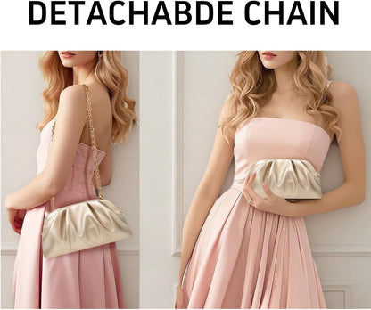 Purilite Select | Dressy Pleated Clutch Purse | Soft PU Vegan Leather Evening Bag | Elegant Formal Handbag for Wedding, Prom & Cocktail Party