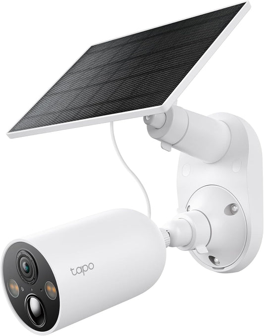 TP-Link Tapo SolarCam 2K, Outdoor Battery Camera w/Solar Panel Base, Wireless Camera, 2K QHD, 150° Super-Wide FOV, Free Person/Vehicle/Pet Detection, SD/Cloud Storage, Starlight Color Night Vision
