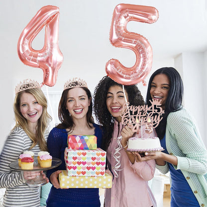 65th Birthday Decorations for Women, Including 65th Birthday Sash and Crown, Cake Topper and Candles, Number Balloons Rose Gold, 65 Year Old Gifts for Women