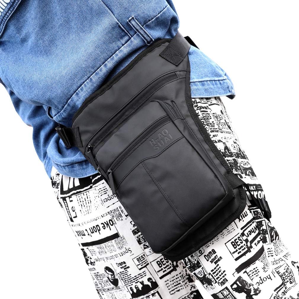 Motorcycle Drop Leg Bag Nylon Waist Pack for Men Women Travel Hiking Tactical Cycling Bike Ride Riding Crossbody Shoulder Fanny Pouch
