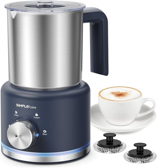 SIMPLETASTE Milk Frother, 4 in 1 Electric Milk Steamer, 16.91oz/500ml Automatic Warm and Cold Foam Frother for Coffee, Latte, Macchiato, Cappuccino, Hot Chocolate
