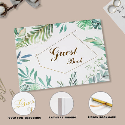Wedding Guest Book, Sign-in Book for Wedding Reception Baby Shower Registry, Polaroid Guestbook with Gold Foil Gilded Edges - PuriLite