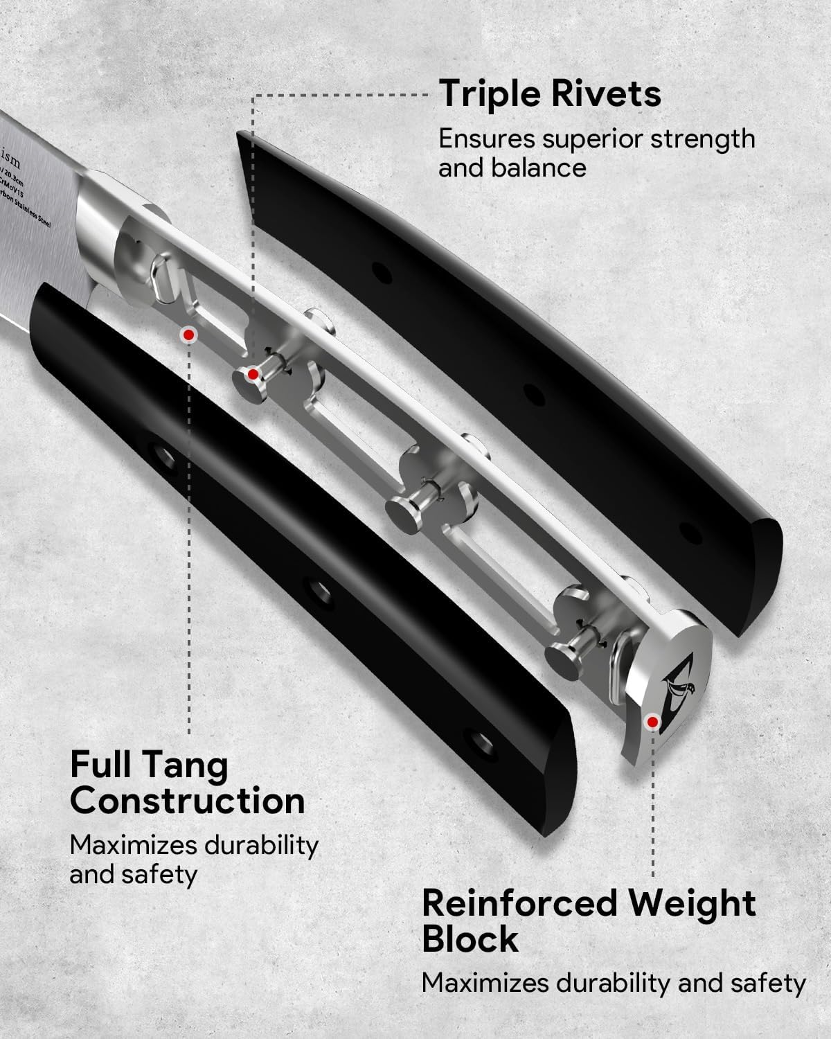 Knife Set with Block, Kitchen Chef Knives Set with Sharpener, Stainless Steel Knife Block Set, 6 Pcs Steak Knife Set Serrated, German Dishwasher Safe, Beveled Design Brown 15 Pieces
