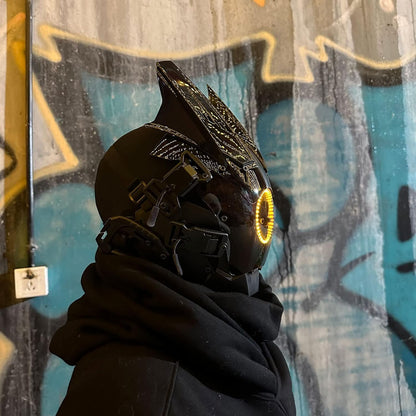 JAUPTO Techwear Mask Punk Mask Helmet ,LED Light Cool Samurai Mask,Halloween Cosplay Anime mask