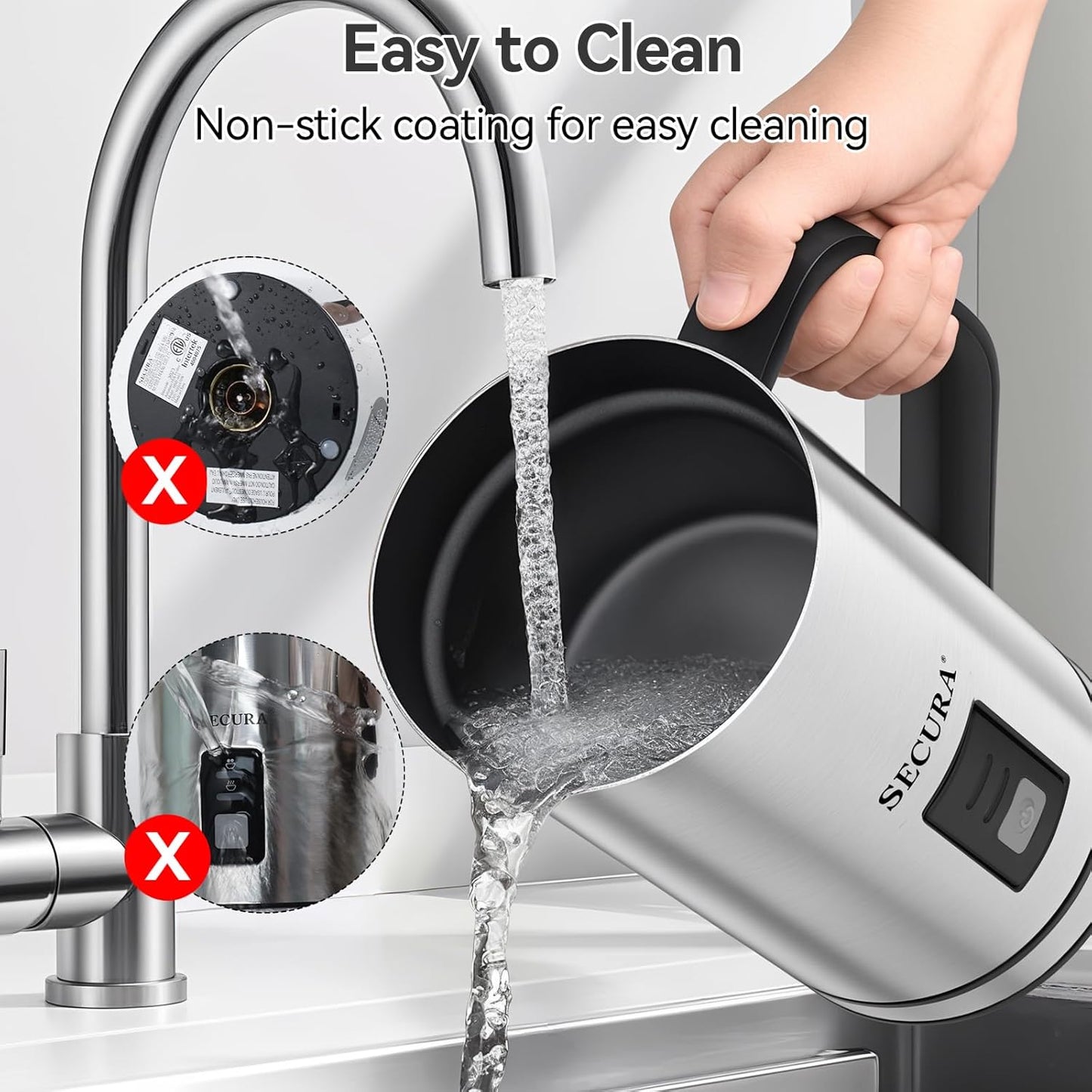 Secura Milk Frother, Electric Milk Steamer Stainless Steel, 16.9oz/500ml Automatic Hot and Cold Foam Maker and Milk Warmer for Latte, Cappuccinos, Macchiato, 120V