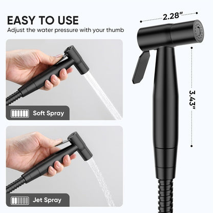 Arofa Handheld Bidet Sprayer for Toilet-Adjustable Water Pressure Control with Bidet Hose for Feminine Wash, Stainless Steel Brushed Nickel Cloth Diaper Bidet Toilet Sprayer for Baby Wash