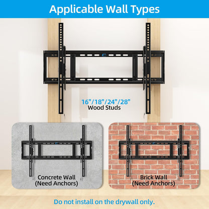 HOME VISION Tilting TV Wall Mount for Most 48-120 inch Flat Curved TVs up to 200 lbs,Heavy Duty TV Mount Max VESA 800x600mm,Wall Mount TV Bracket Fit 16"18"24" Wood Studs Space Saving for LED OLED LCD