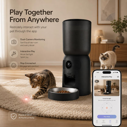Automatic Cat Feeder with Camera, 2K WiFi App-Controlled Pet Feeder