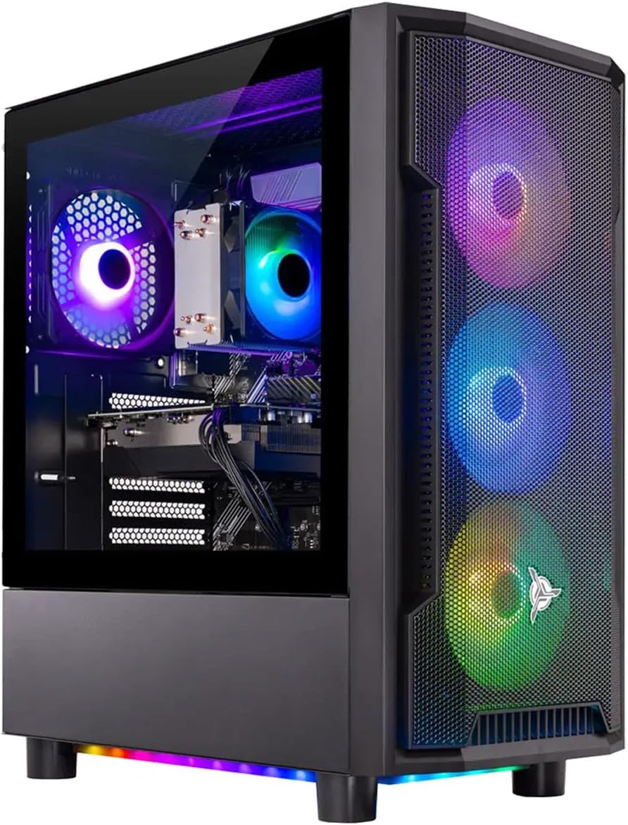 Skytech Shadow Gaming PC Desktop, Ryzen 5 5600 3.5 Ghz (4.4GHz Turbo Boost), AMD RX 6600 8GB GDDR6, 1TB SSD, 16GB DDR4 RAM 3200, 650W Gold PSU, Wi-Fi, Win 11 Home