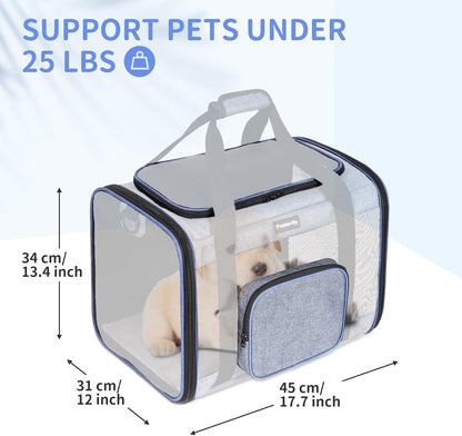 Fostanfly Cat Carriers for Large Cats 25 lbs, Dog Carriers for Small Dogs, Pet Bag for Medium Puppy Under 25lbs Travel Bag with Big Pocket,4 Ventilated Windows, 3 Doors