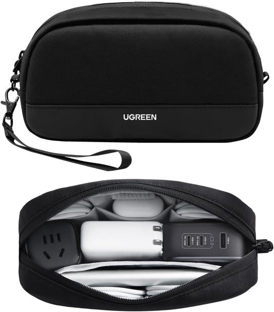 UGREEN Travel Case Electronics Organizer, Tech Pouch Portable Cable/Charger Case with YYK Zipper, Waterproof, Multi-Layer for Game Cards/Hard Drive/PowerBank, Lightweight and Compact, S