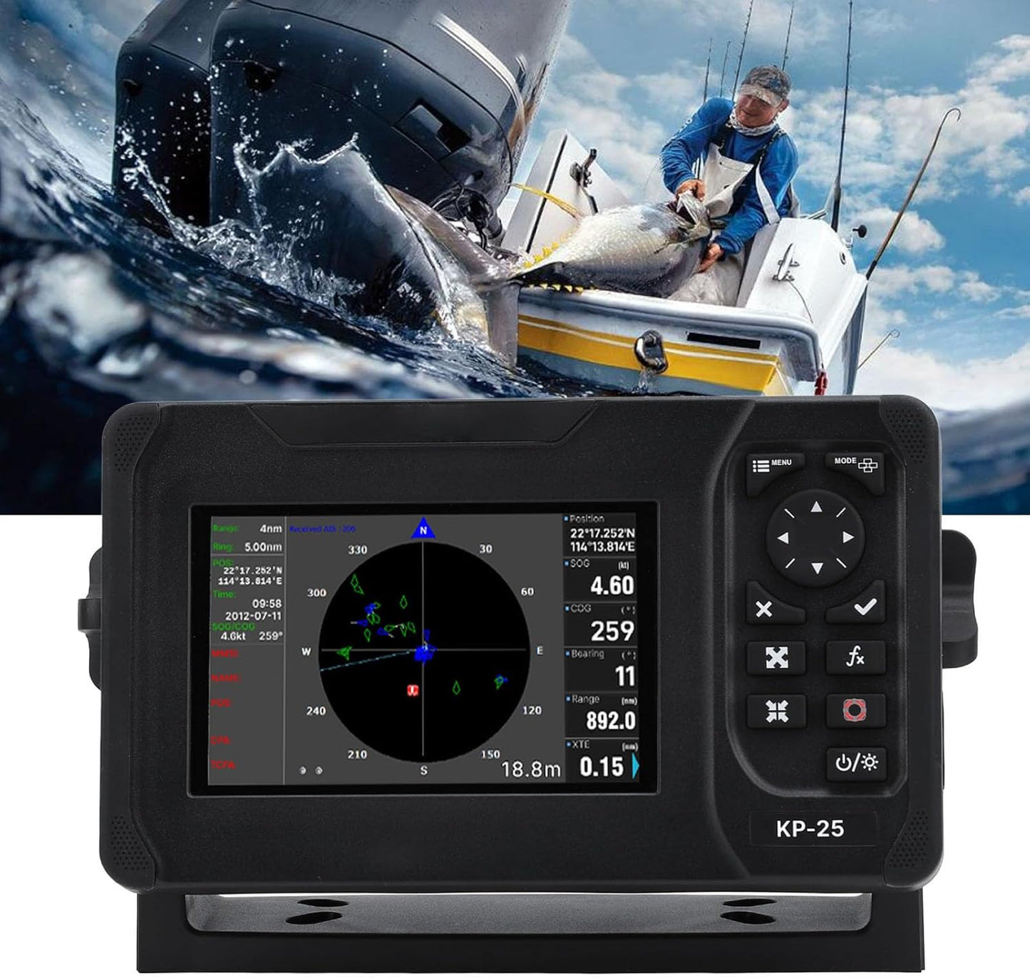 Xiuganpo Chart Plotter Marine, IP66 Waterproof Marine Plotter Marine Navigator with 5in Color TFT LCD Screen, Accurate Fish Finders Depth Finders for Boats, Safety Alarm System, Xiuganpou2qnid569t