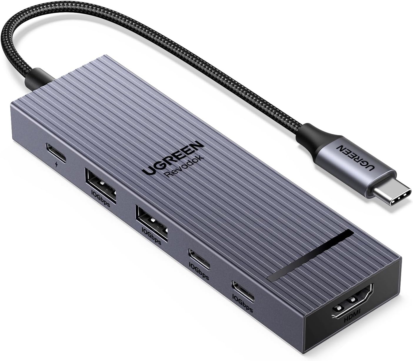 UGREEN Revodok Pro 106, USB C Hub 6 in 1 with 4K 60Hz HDMI, 10Gbps USB-C 3.2 & USB-A 3.2, 100W Power Delivery, Aluminum Case, Compatible with MacBook Pro/Air, iPad Pro, Thinkpad and More