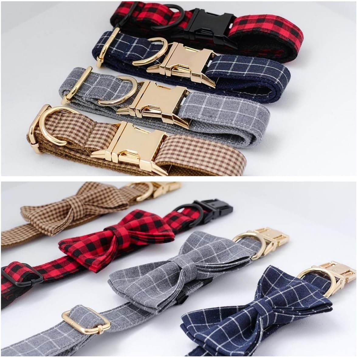 Custom Engraved Dog Collar with Name and Phone Number, Personalized for Small, Medium, and Large Dogs (Plaid)