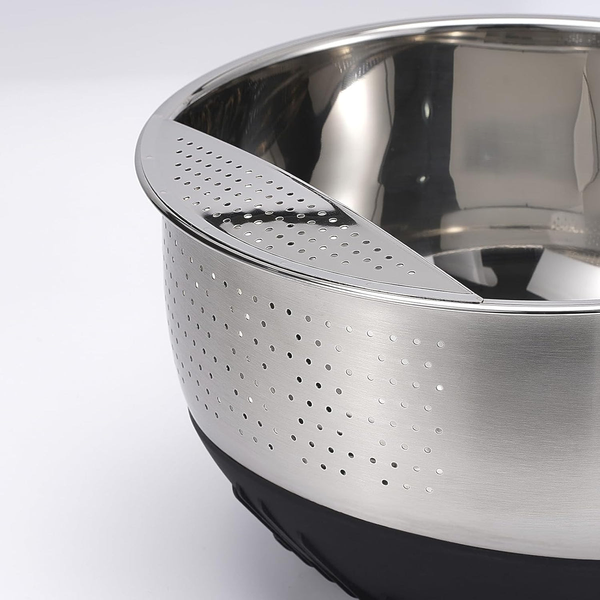 Rice Washing Bowl with Strainer Stainless Steel Quinoa Washer Bowl | Side Drainers Colander for Cleaning Fruits, Vegetables, and Beans - Versatile Kitchen Tool