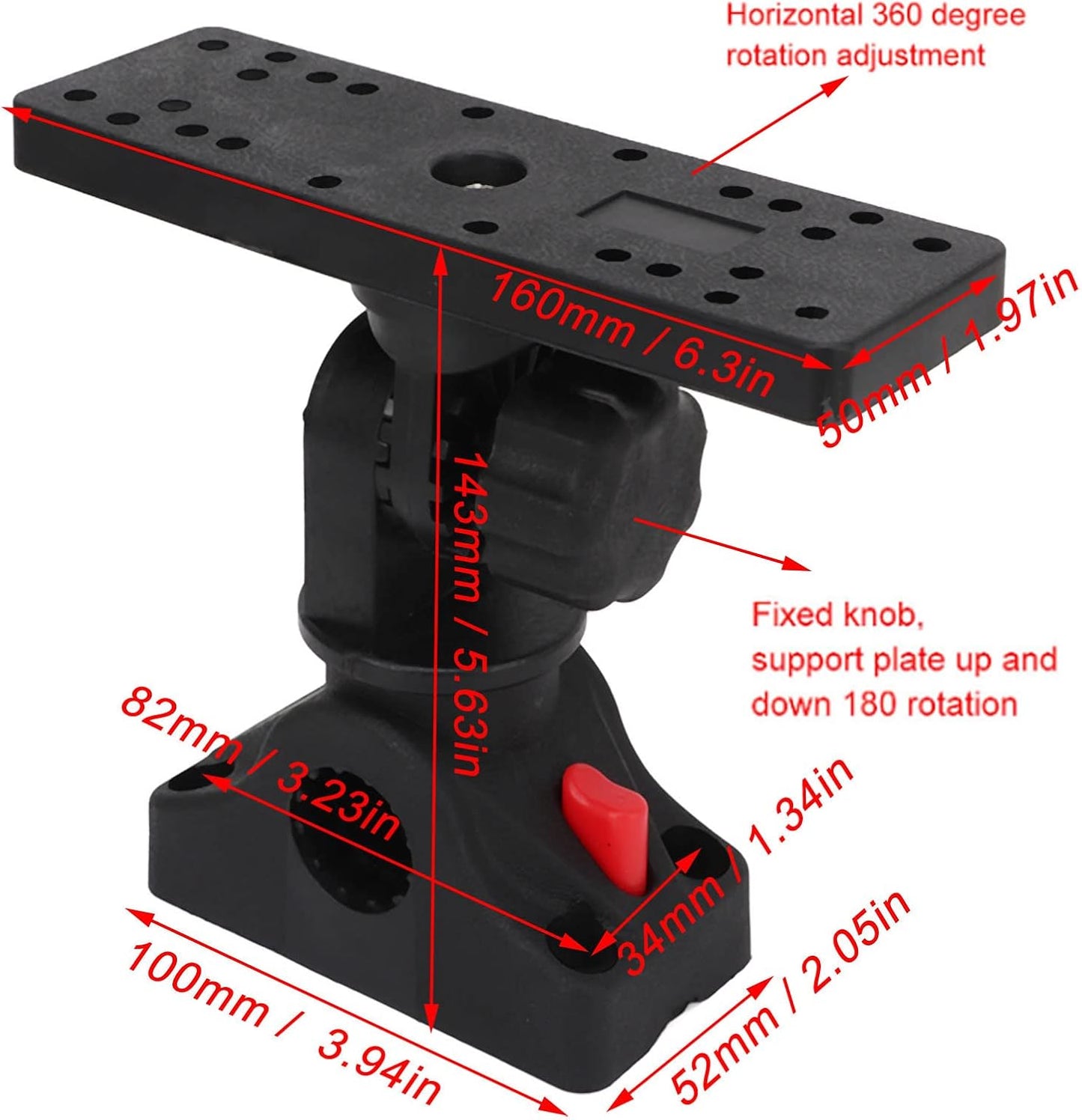 Focket Fish Finder Mount Base, 360° Rotating, Adjustable, Boat Compatible, Universal Fish Finder & GPS Holder