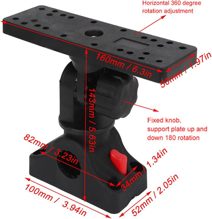 Fish Finder Mount Base, 360 Degree Rotating Removable Boat Fish Finder Electronics Mount Nylon and Stainless Steel Multi Pattern and Perforated Top Panel Design Provides Experience