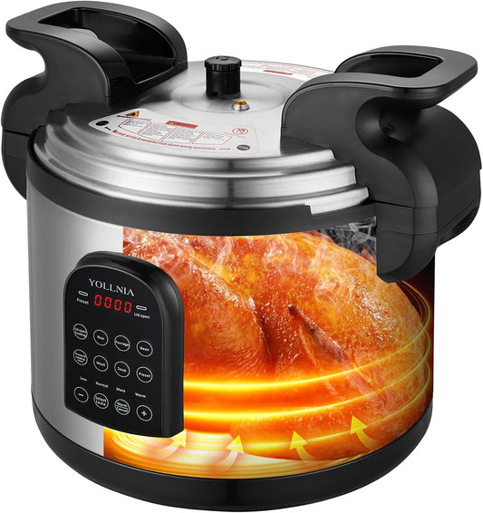 17.8QT Commercial Electric Pressure Cooker stainless steel Pressure Cooker | 24-hour Presetting |12 in 1 slow cooker with temperature control | LED Multifunction Steamer, Food Warmer with nonstick pot