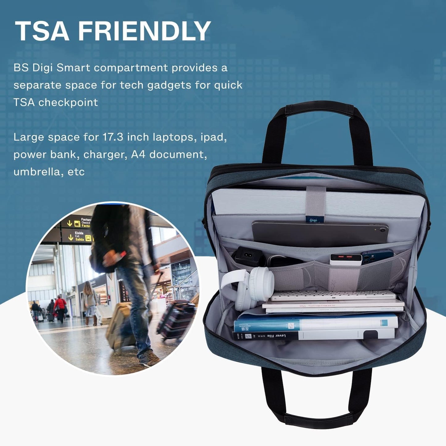 BAGSMART 17.3 Inch Laptop Bag, Expandable Computer Bag Laptop Briefcase Men Women Laptop Shoulder Bag