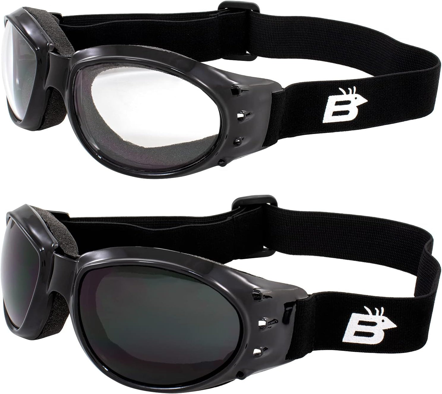 Birdz Eyewear Eagle Red Baron Motorcycle & Airsoft Goggles Clear and Super Dark Lenses for All-Weather, ATV, Biker, Extreme Sports, and Dust Protection
