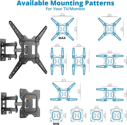 Full Motion Wall Mount Bracket & Arm for TVs/Monitors, Fits Most 32" to 55" Flat Screens, Swivels Right Left 180 Degrees, Adjustable Tilt, One Person Installation, Hardware Included by Husky Mounts