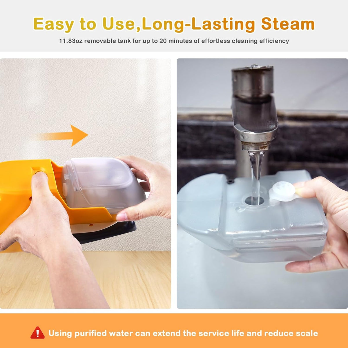 All-in-one Steam Mop Floor Cleaning with 23FT Cord, 12OZ Removable Tank