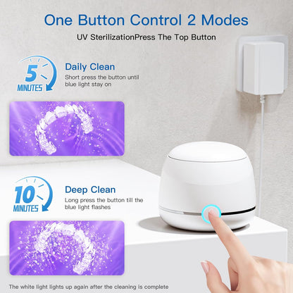 Midomi 45kHz Retainer Denture Cleaner Machine, Upgraded Jewelry Cleaner, 5min and 10min Timer with Rechargable Top Cover, 200ml Dental Cleaning Pod, MouthGuard Cleaner for Aligner NightGuard