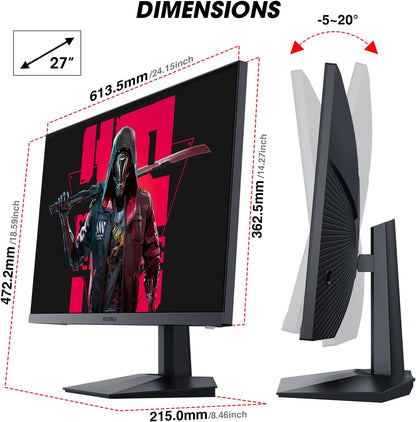 KOORUI 32 inch Curved Gaming Monitor - QHD (2560 x 1440) 2K Display, 170Hz 144Hz Monitors, 1500R Curvature, 1ms, HDR10, Adaptive Sync, Tilt Adjustable, DisplayPort HDMI, Black - 32E6QC