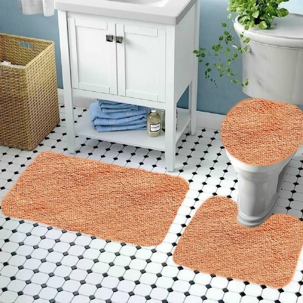 Daniel's Bath & Beyond 3 Piece Solid Luxury Bath Mat, Lime Green, (3PC Solid Luxury)