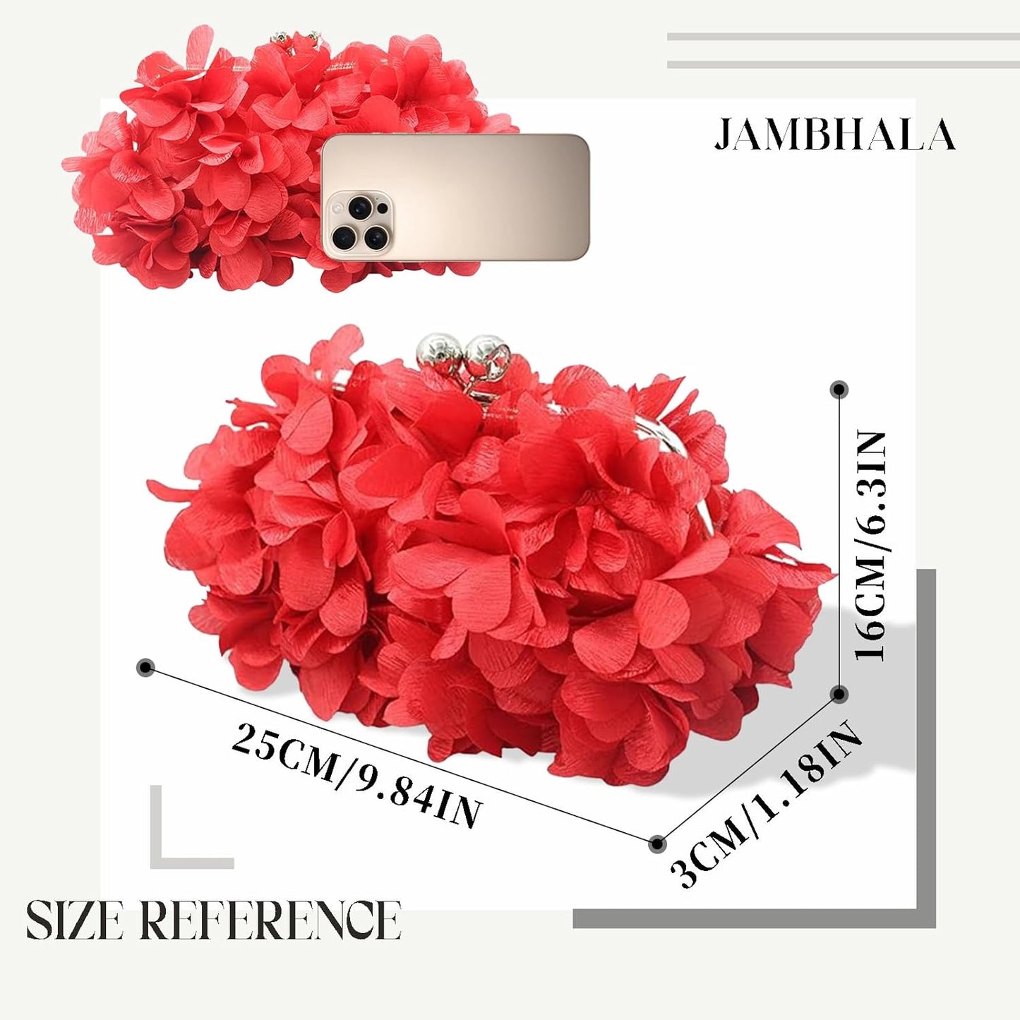 JAMBHALA Clutch Evening Handbags Floral Appliques Small Clutch Purses for Women