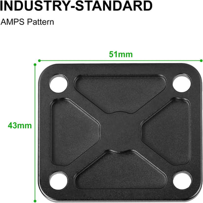 FANAUE Aluminum1'' Ball Mount Base with 4-Hole AMPS Square Plate & 1" Ball Adapter Compatible RAM Mount B Size Double Socket arm and Bike Motorcycle Phone Holder