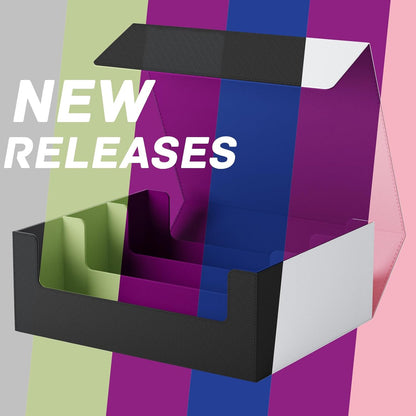 ZLCA Card Storage Box for MTG PTCG, Commander Deck Box Holds 3000+ Cards, Card Storage Case with 4 Stoppers, Card Organizer for TCG Sport Cards (Black)