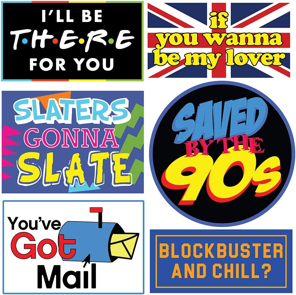 Throwback 90s Photo Booth Props - 40 Pieces - Funny 1990s Theme Party Supplies, Decorations and Gifts