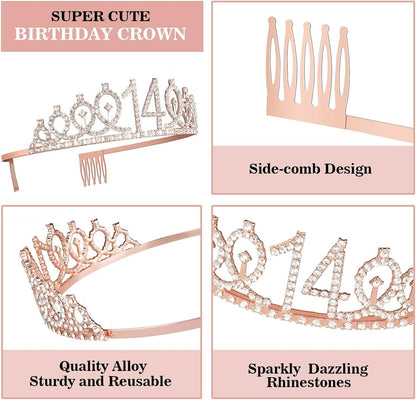 65th Birthday Decorations for Women, Including 65th Birthday Sash and Crown, Cake Topper and Candles, Number Balloons Rose Gold, 65 Year Old Gifts for Women