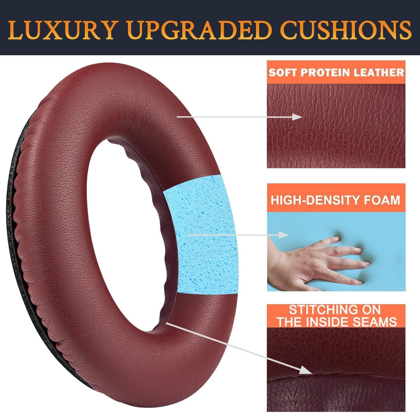 SoloWIT Earpads Cushions for Bose Headphones, Replacement Ear Pads for Bose QuietComfort 15 QC15 QC25 QC2 QC35/Ae2 Ae2i Ae2w/SoundTrue & SoundLink Around-Ear Series - QC25 PL Black&Blue