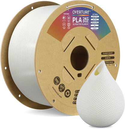 OVERTURE PLA Filament 1.75mm PLA 3D Printer Filament, 1kg Cardboard Spool (2.2lbs), Dimensional Accuracy +/- 0.02mm, Fit Most FDM Printer (Black 1-Pack)